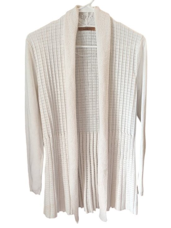Belldini Sweaters - Belldini | Women's White Open-Front Ribbed Cardigan Sweater | 16 PTP